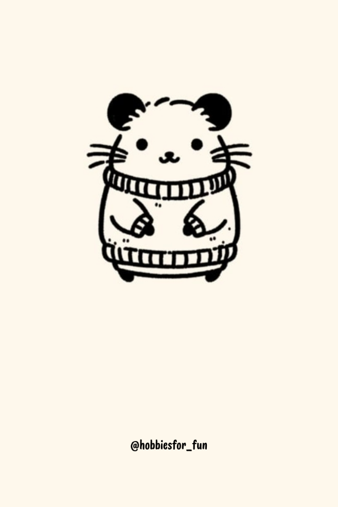 cute aesthetic drawing, Hamster In Sweater