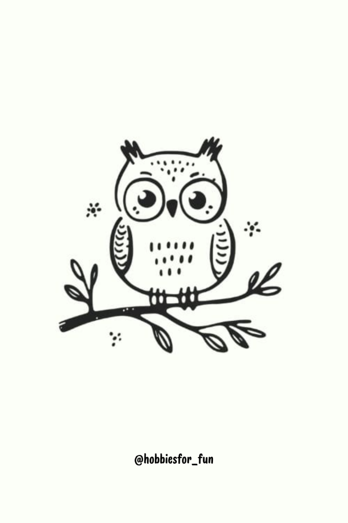 aesthetic drawing prompts, Owl Perched on Branch
