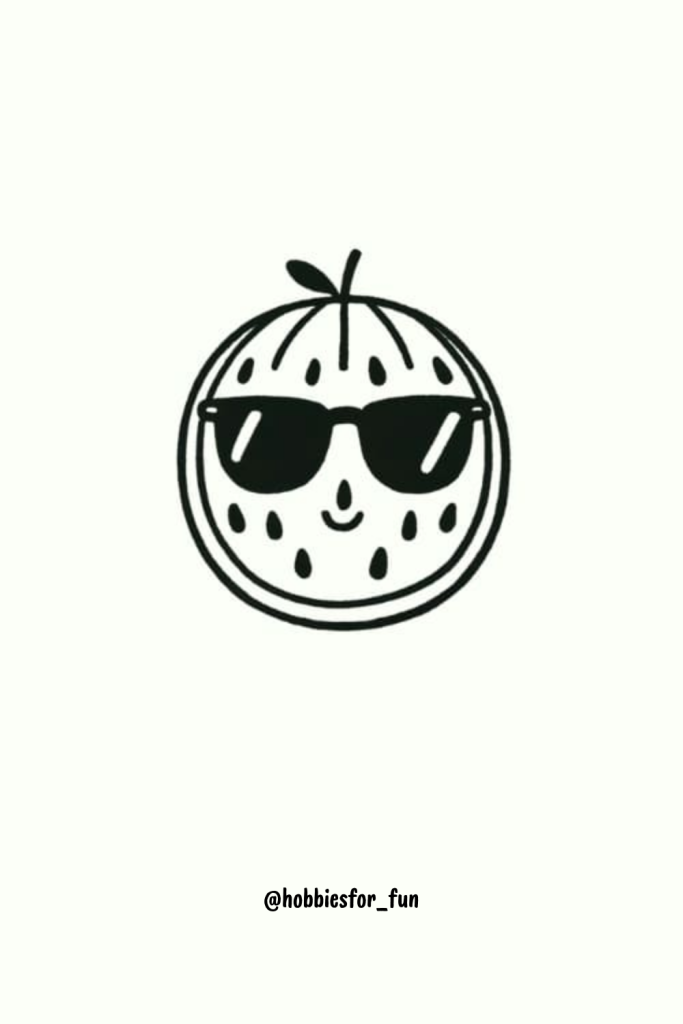 simple drawings aesthetic, Watermelon with Sunglasses