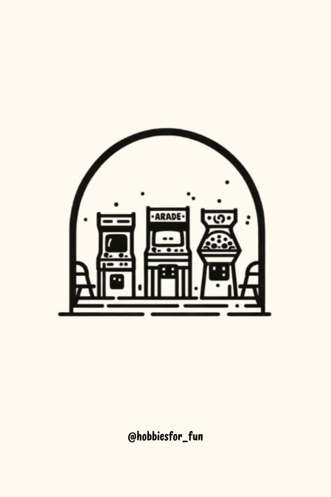 aesthetic drawing ideas, Retro Arcade with Classic Games