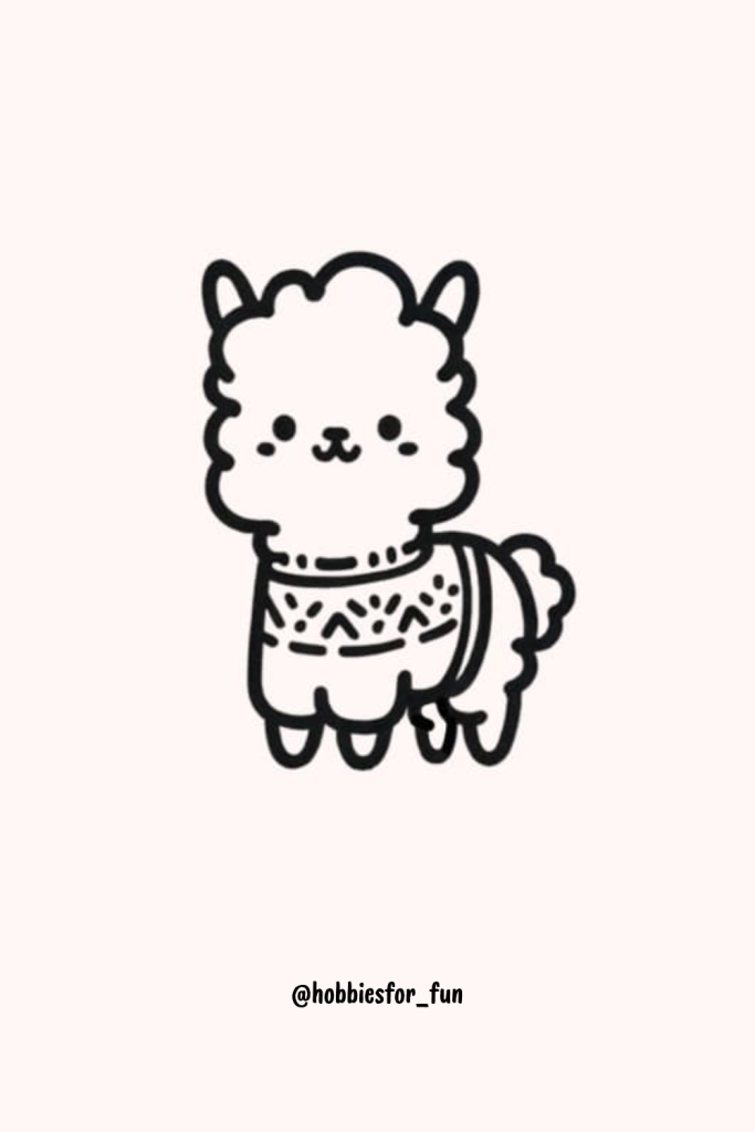 cute aesthetic drawing idea, Alpaca
