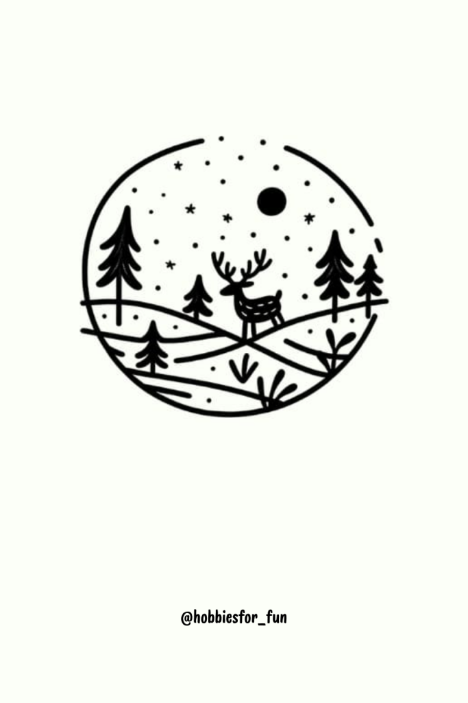 how to draw aesthetic, Deer in Forest