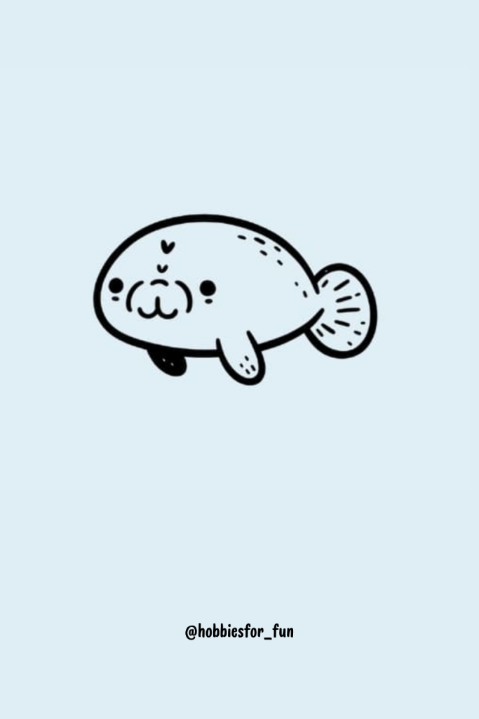 easy drawings aesthetic, Manatee