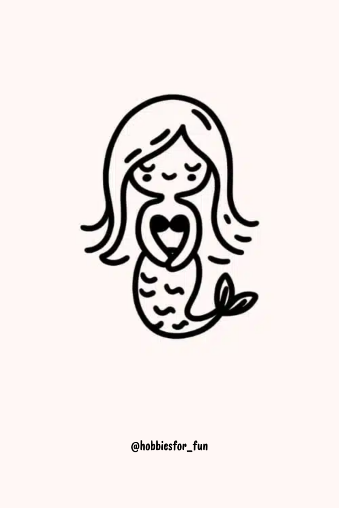 Easy cute aesthetic drawing ideas, Mermaid
