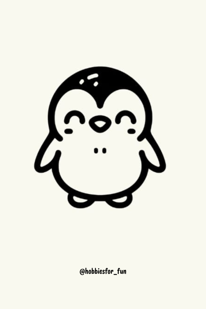 Easy Penguin Drawing, Penguin with big, happy smile