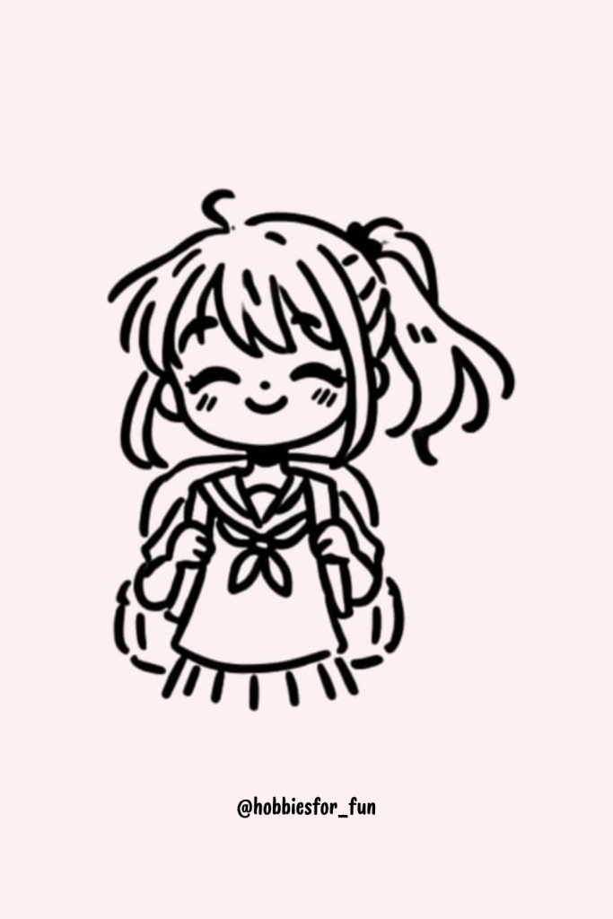 Kawaii Anime Girl Drawing, Girl With Backpack