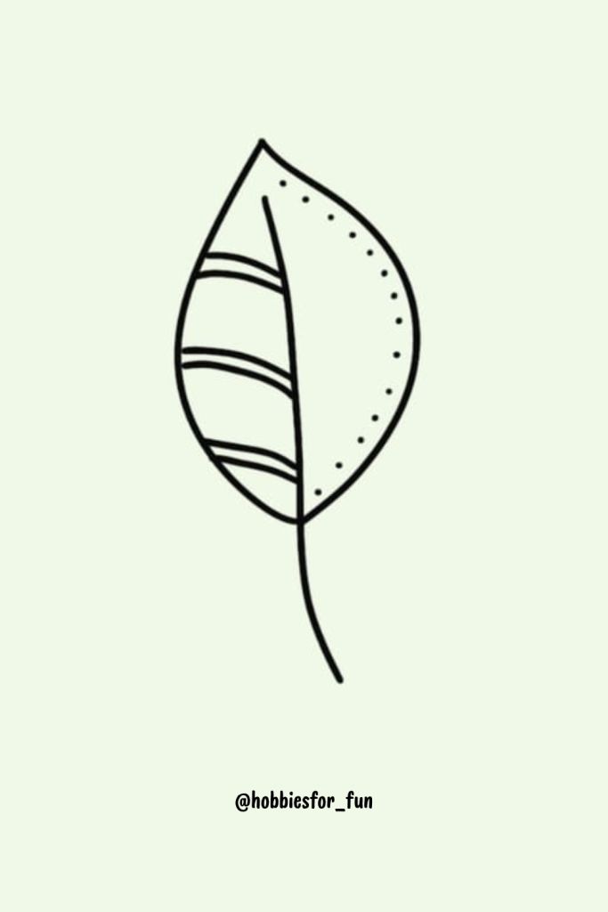 Cute Leaf Drawing, Dotty Curvy Leaf