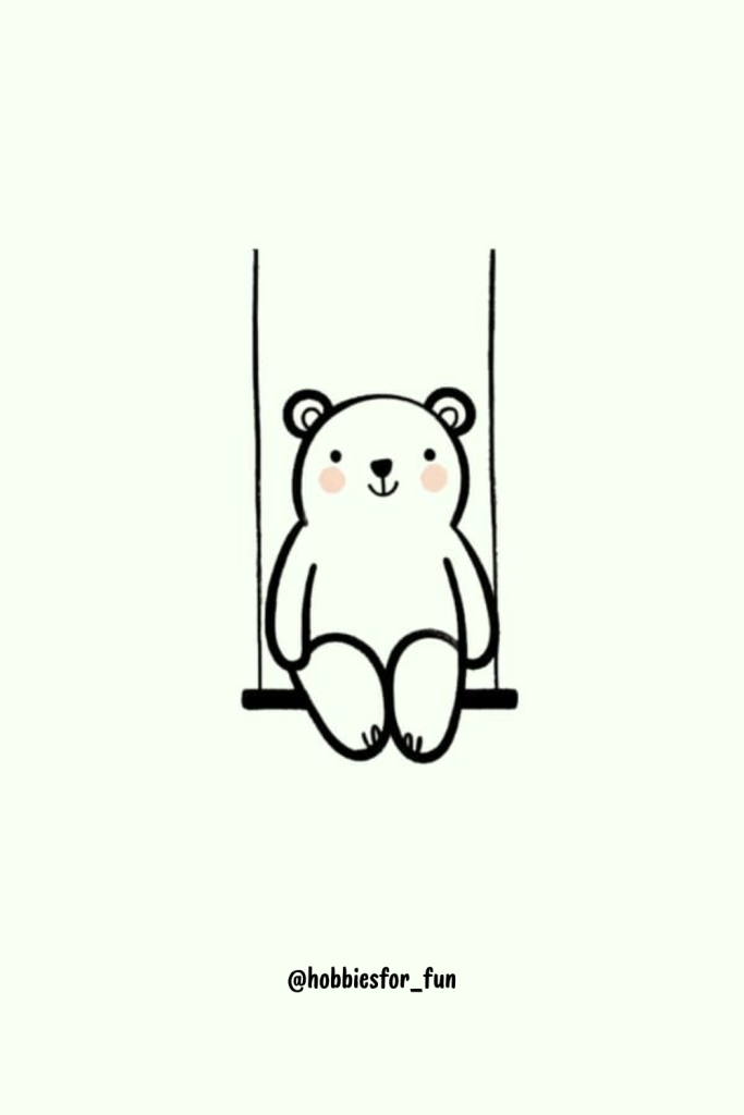 bear drawing simple, Bear On Swing