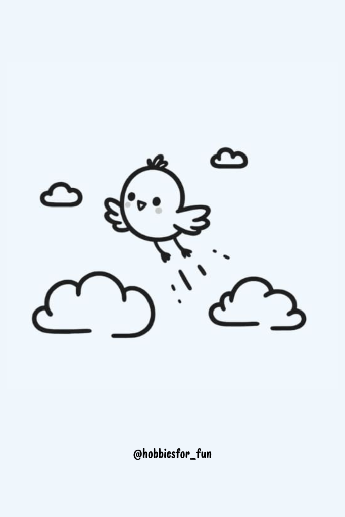 Easy Bird Flying in the Sky Drawing