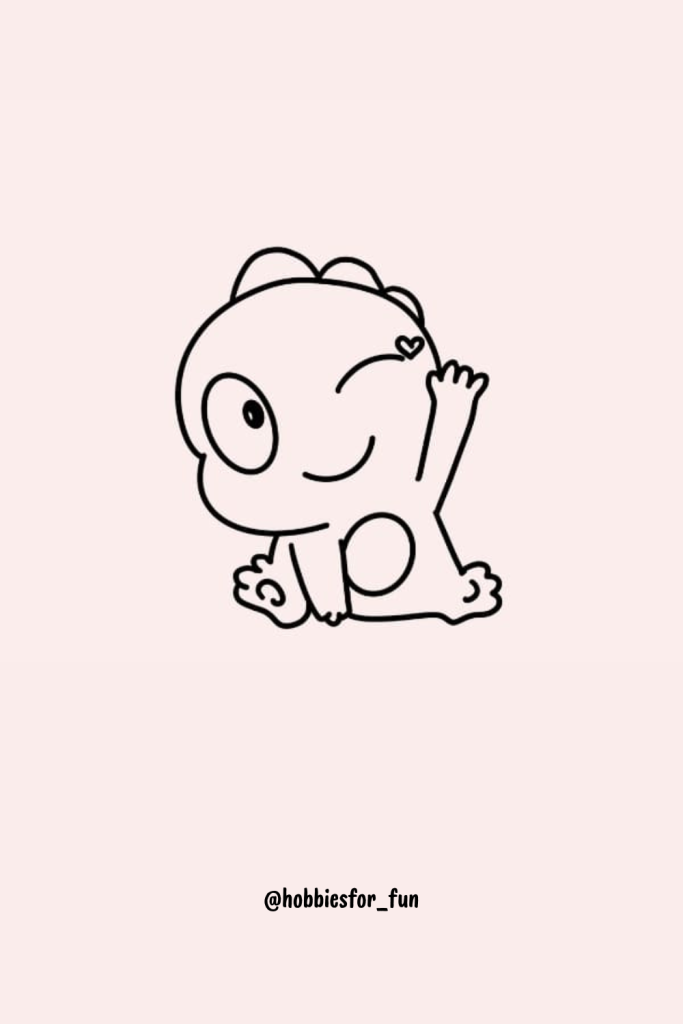 Baby Dinosaur Drawing, Baby Dinosaur Waving Hello