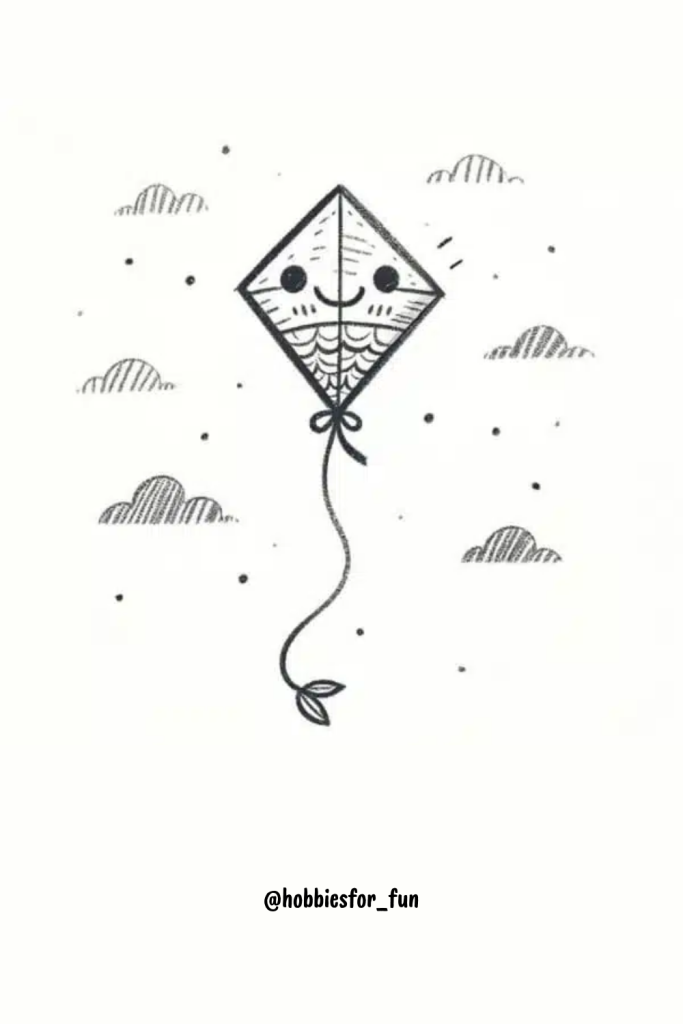 Creative Beginner Pencil Sketch, Kite