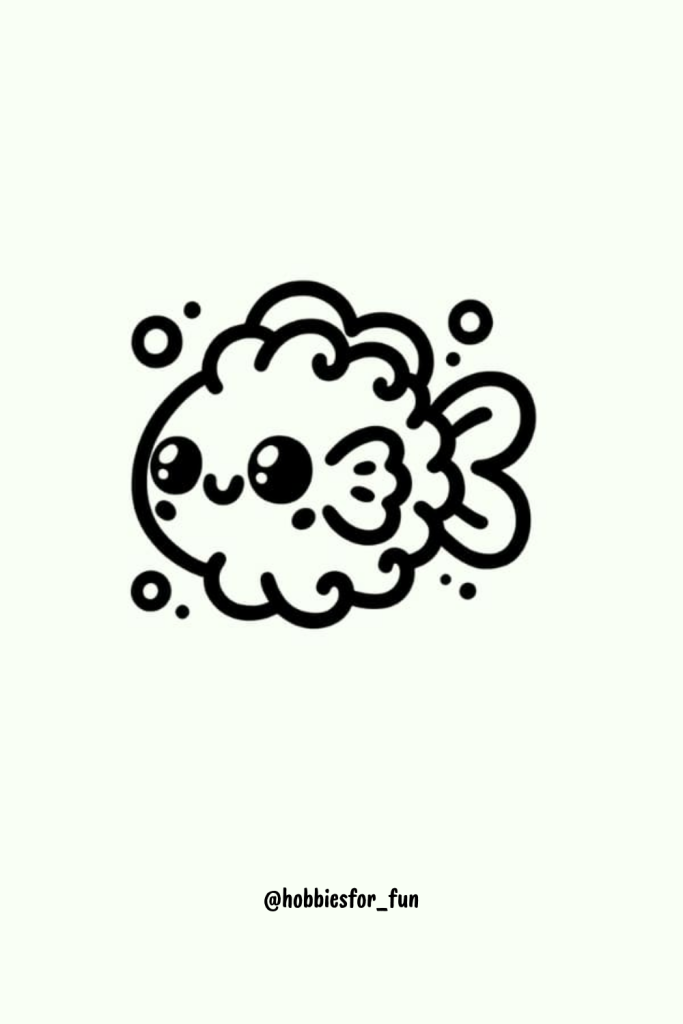 chibi cute fish drawing, Bubbly Fish