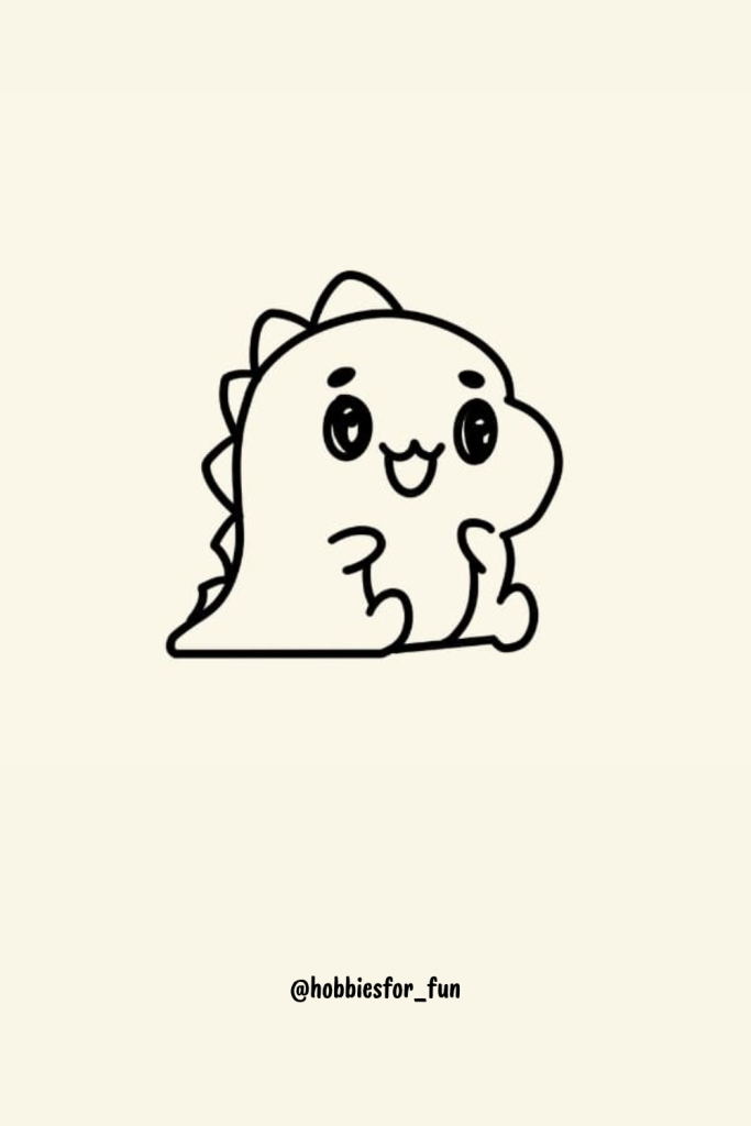 Easy Baby Dinosaur Drawing, Excited Baby Dinosaur