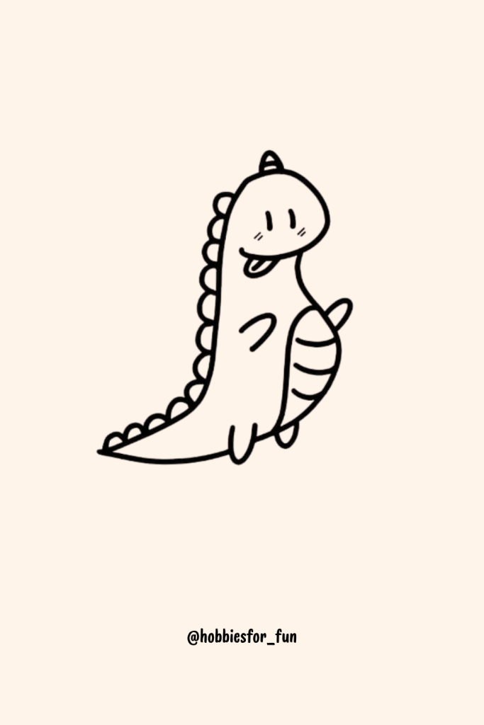 Cute Baby Dinosaur Drawing, Dinosaur with Tough Sticking Out