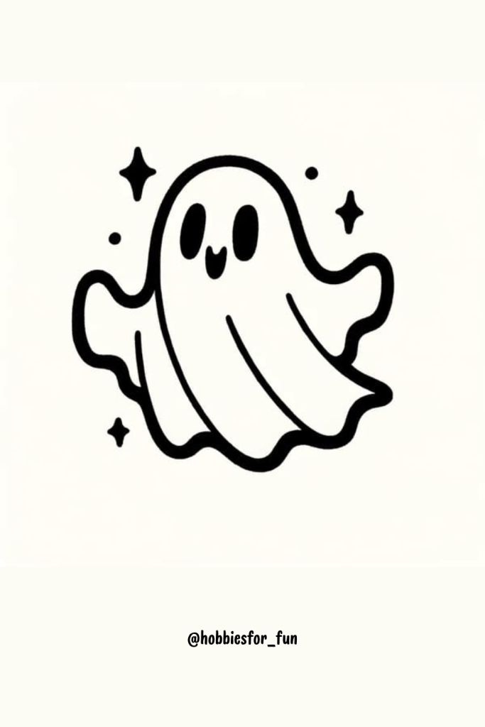 cute halloween drawing, Floating Ghost