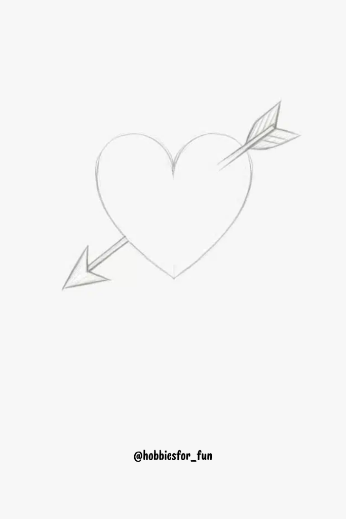 Simple Pencil Drawing, Heart With An Arrow