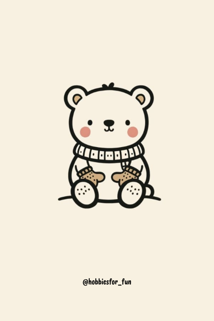 Bear with Mittens Drawing Cute