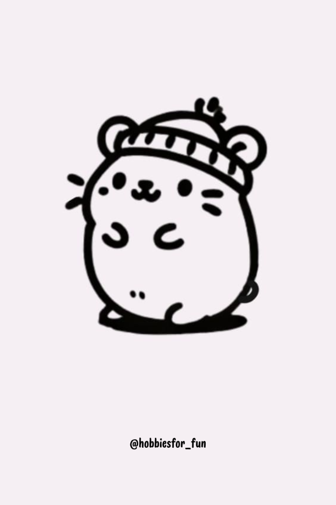 Cute Hamster Drawing Easy, Hamster Wearing Tiny Hat