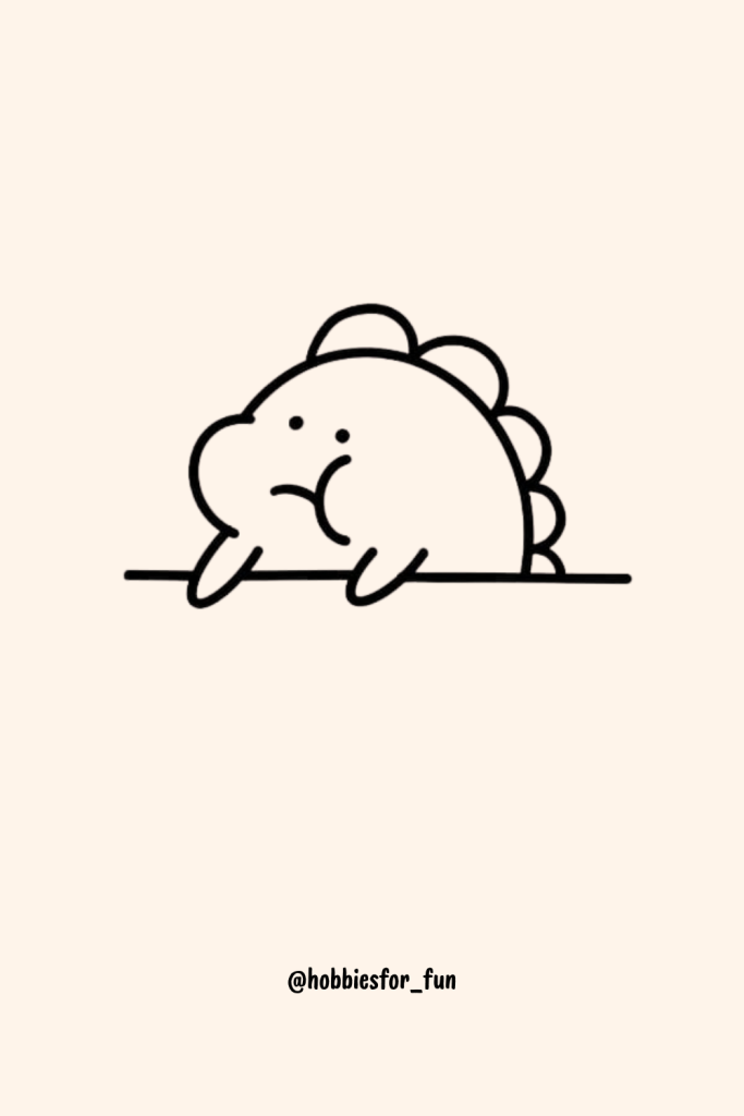 kawaii dino drawing, Grumpy Baby Dinosaur