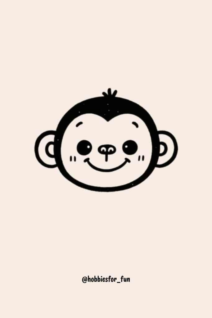 Monkey Face Drawing, Smiley Monkey