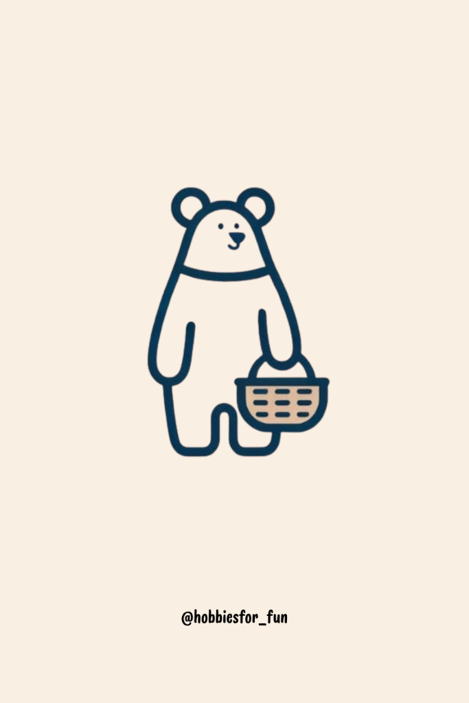 Bear With Picnic Basket Drawing