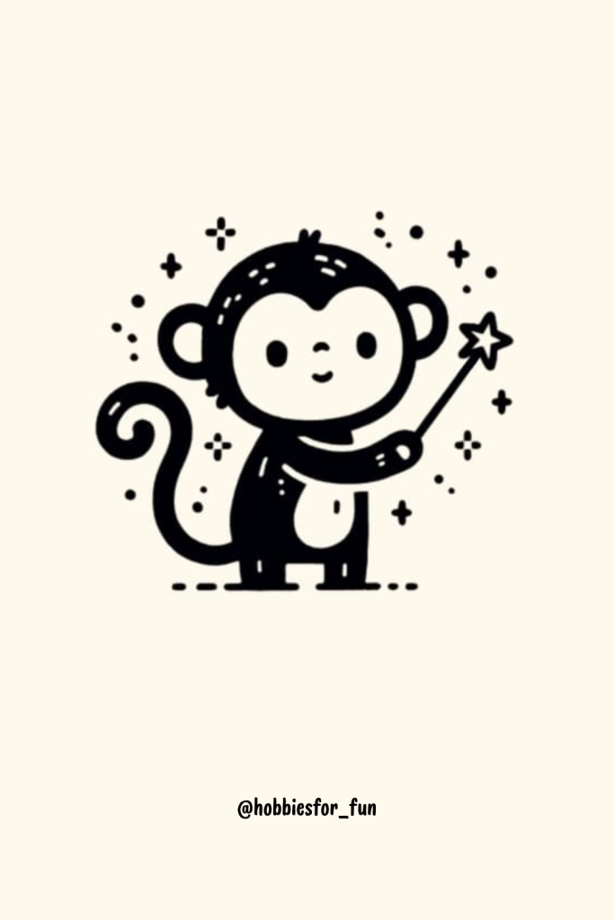 Easy Drawing Of A Monkey, Monkey With Magic Wand