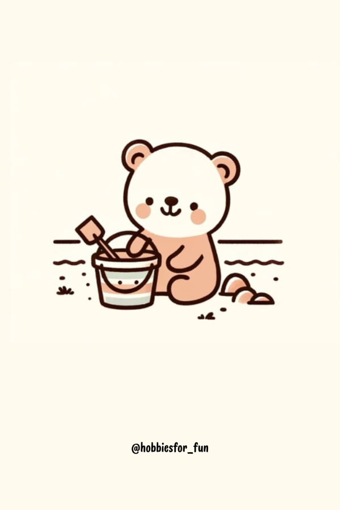 Cute Bear in the Sand Drawing