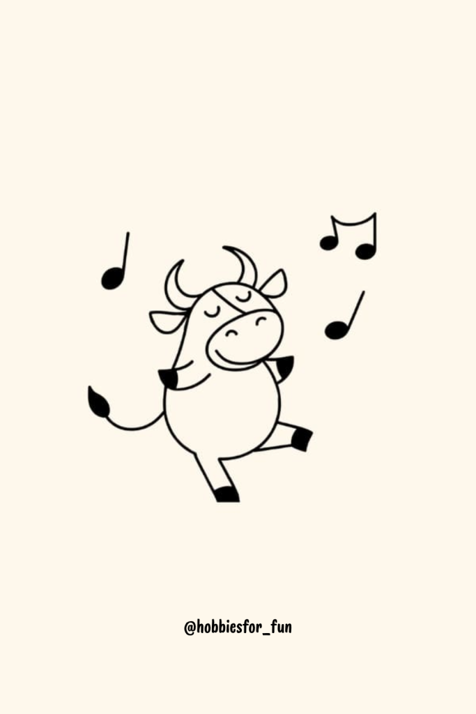Easy Dancing Cow Drawing