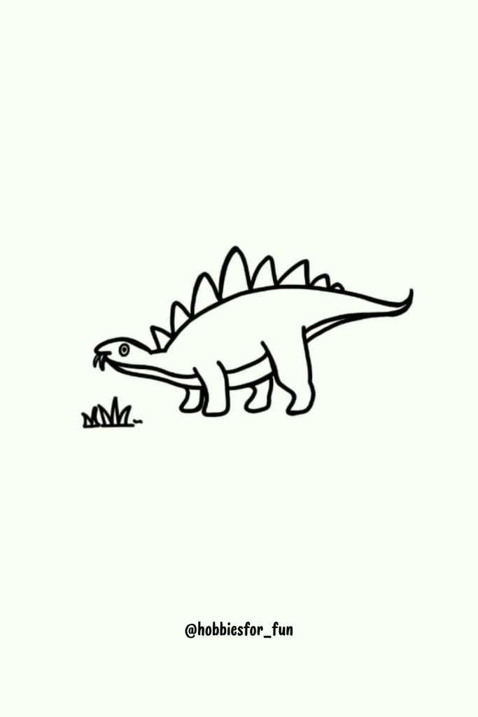 Cool Dinosaur Drawing, Munching Grass 