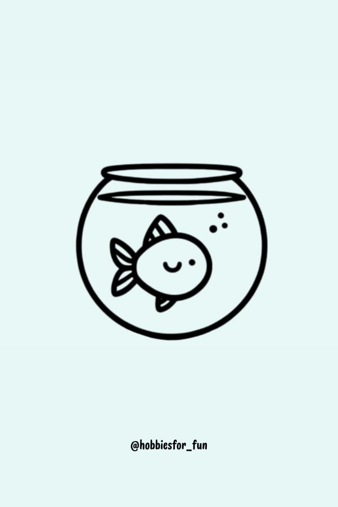 simple fish drawing, Goldfish in Bowl