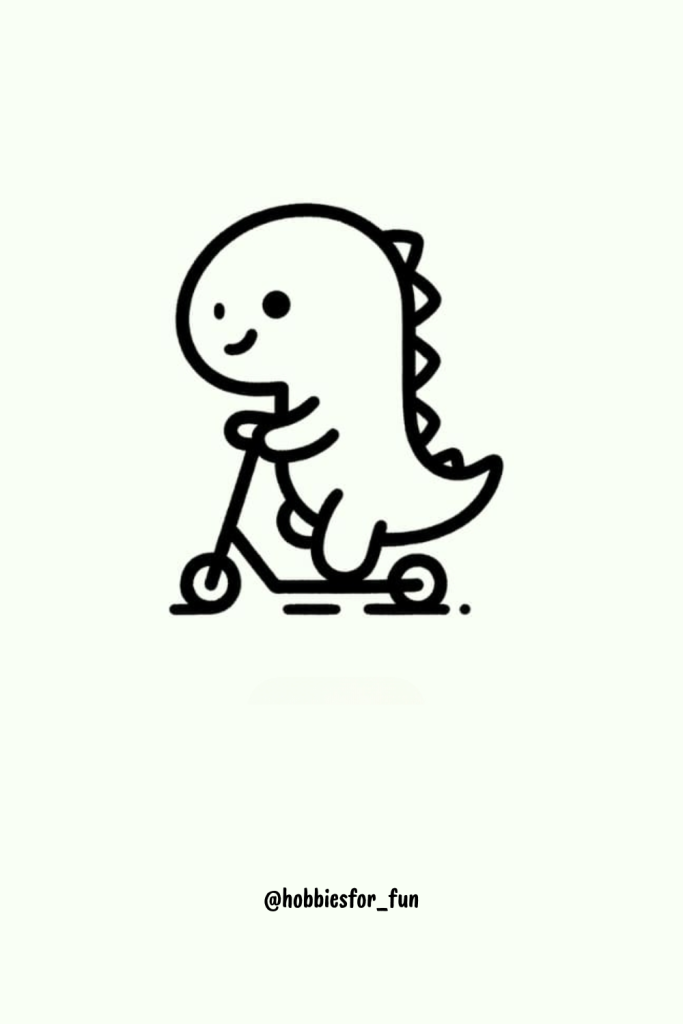Dino Drawing Easy, Dinosaur Riding Scooter 