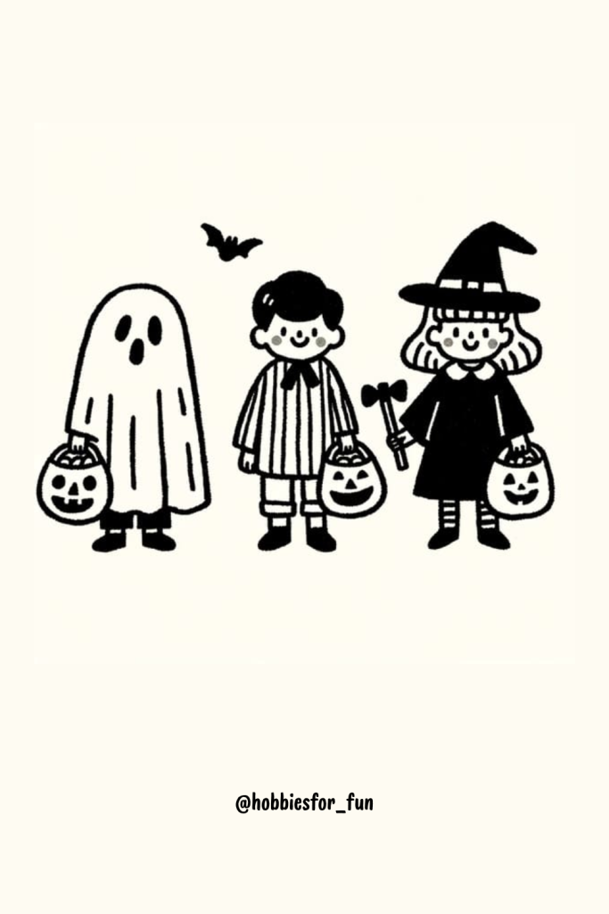 drawing halloween stuff, Trick-or-Treaters