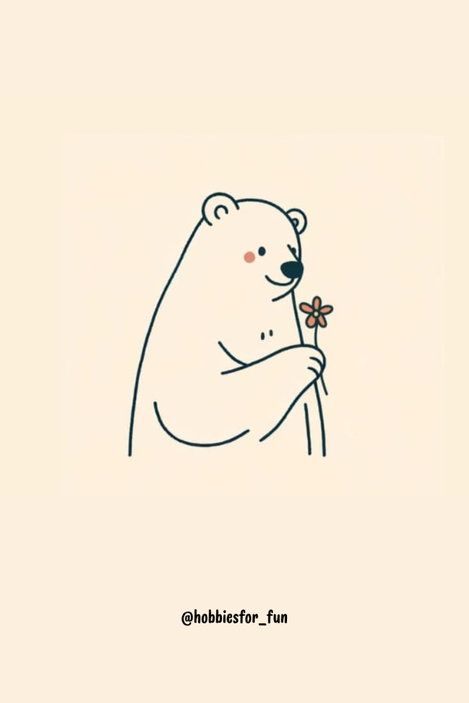 draw a bear, Bear With Flower
