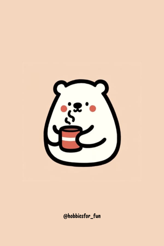 Easy bear drawing cute, Bear With Hot Cup Of Cocoa