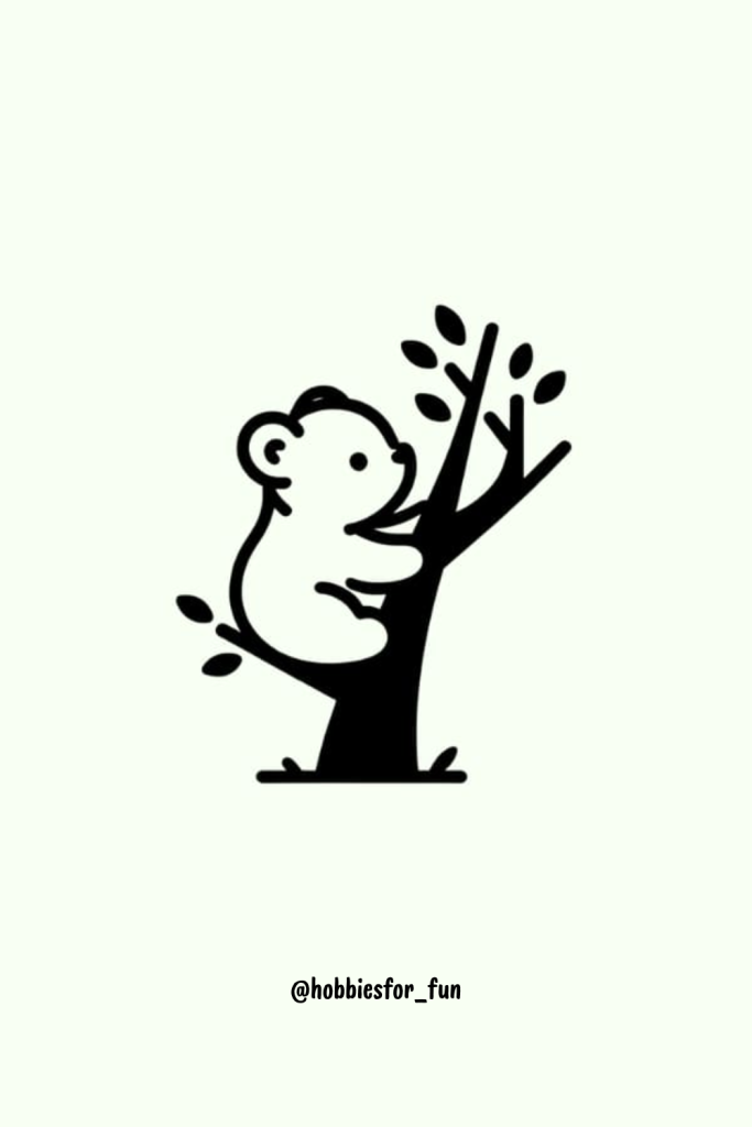 easy bear to draw, Bear Cub Climbing Tree