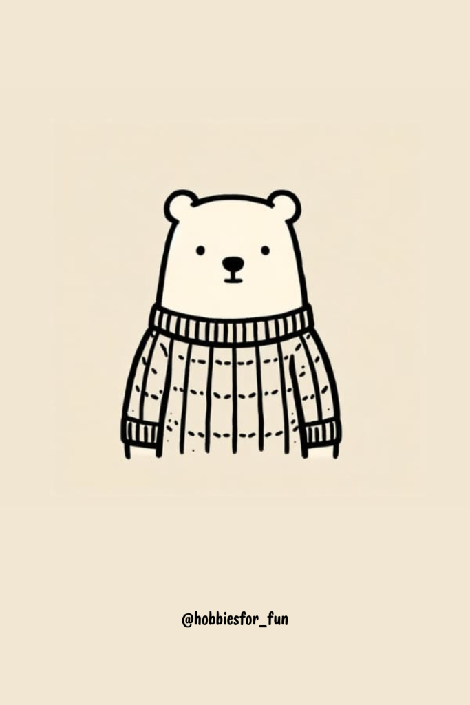 drawing of a bear, Bear In Cozy Sweater