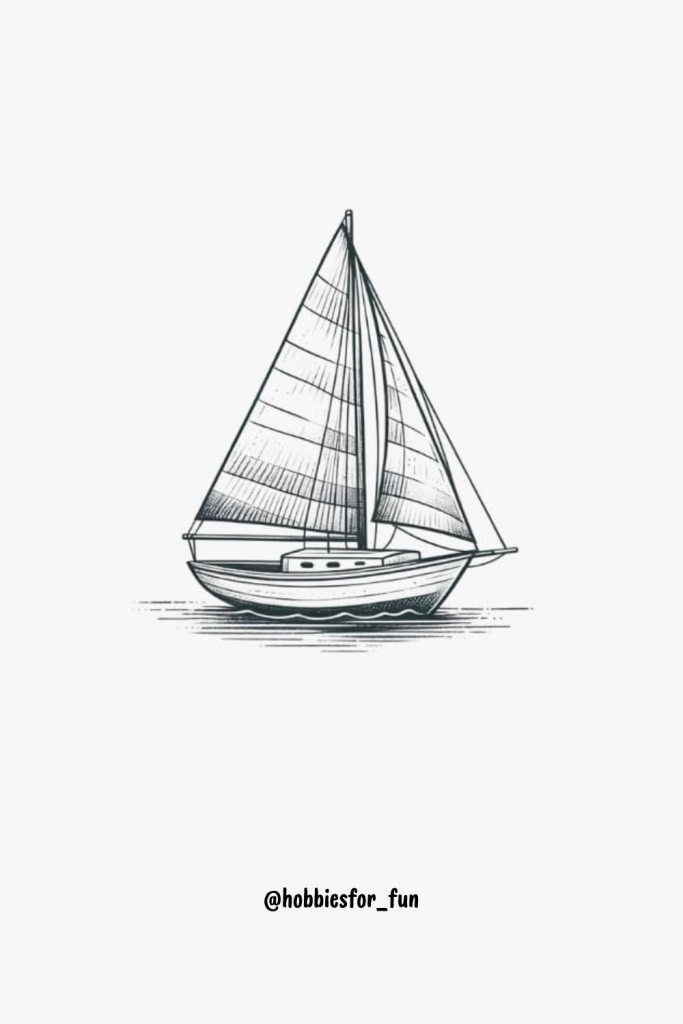 Creative Pencil Sketch Drawing, Sailboat