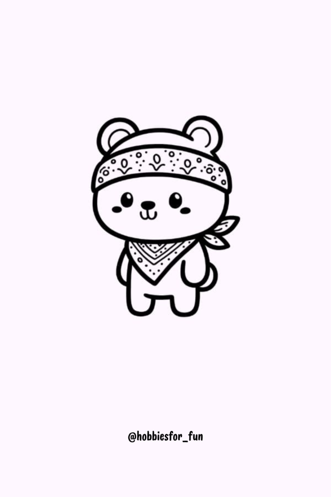 drawing bear, Bear with Bandana