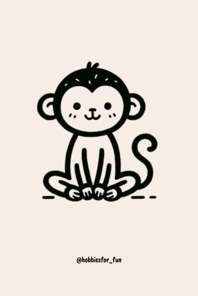 Monkey Drawing Simple, Sitting Monkey