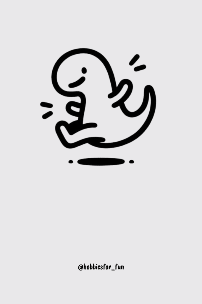easy cute dinosaur drawing, Dinosaur Leaping