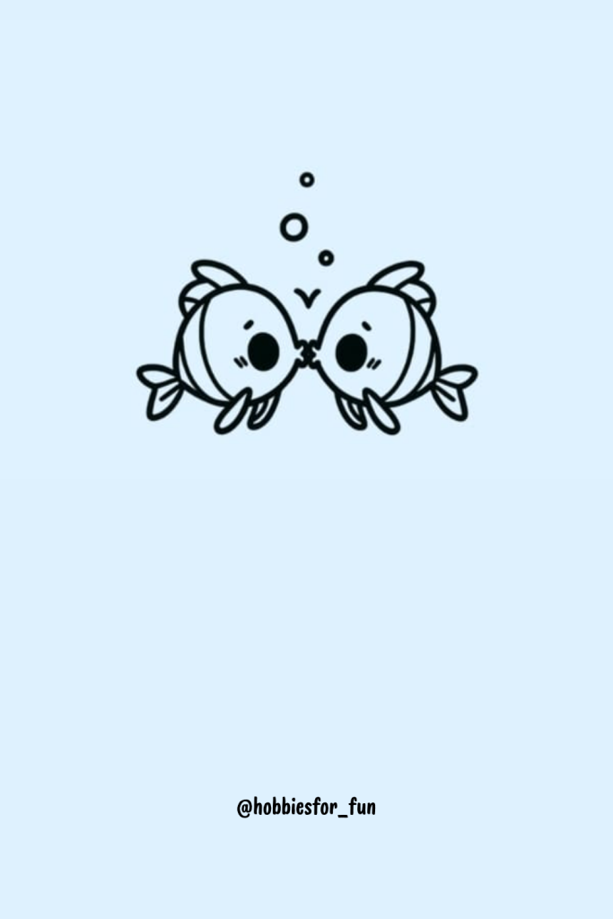 Fun Fish Drawing Idea, Fish Kissing