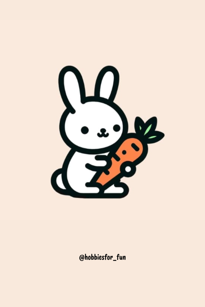 bunny drawing, Bunny With Carrot