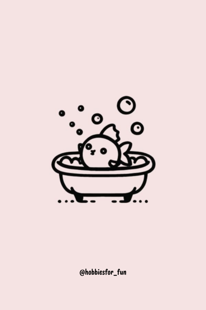 Easy Fish Drawing Idea, Fish With Bubble Bath