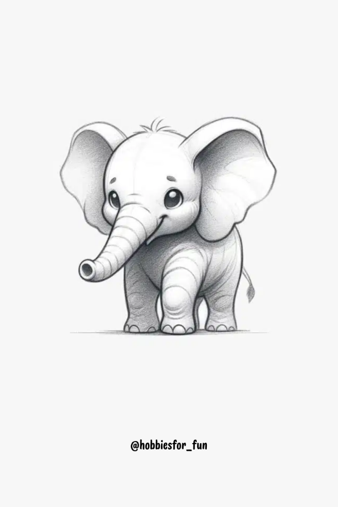 Cool Pencil Drawings Easy, Elephant