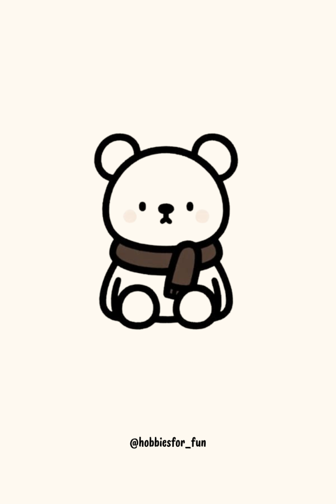 easy bear drawing, Bear with Scarf