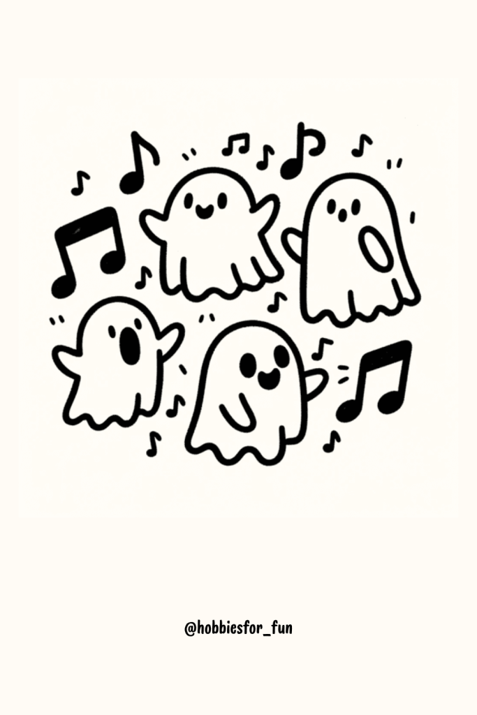 halloween drawings, Singing Ghosts