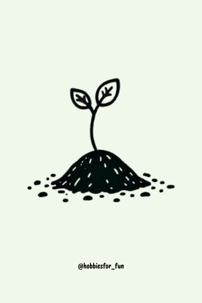 Simple plant drawing, little sprout emerging from soil