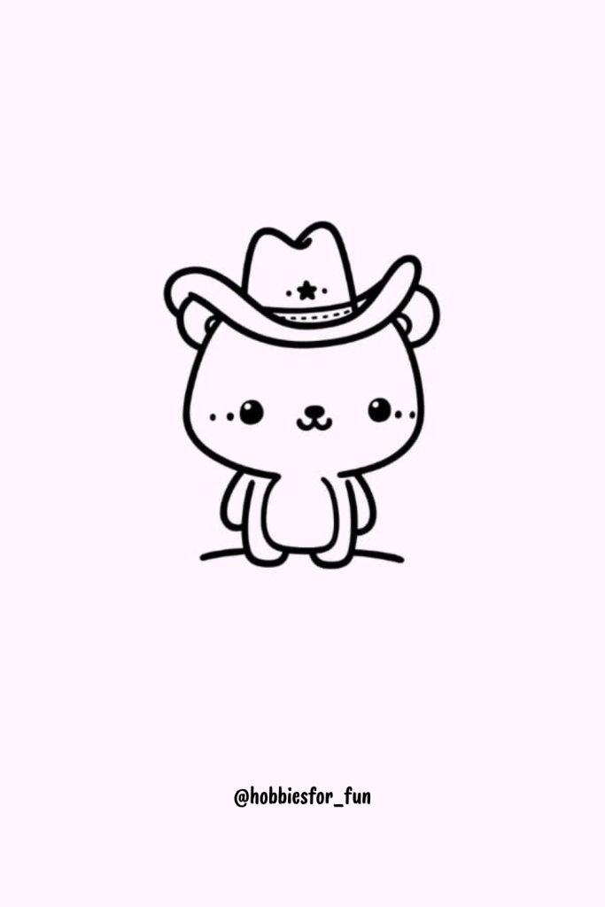 bear drawing cool, Bear With Cowboy Hat