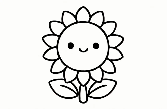 Easy Sunflower Drawing