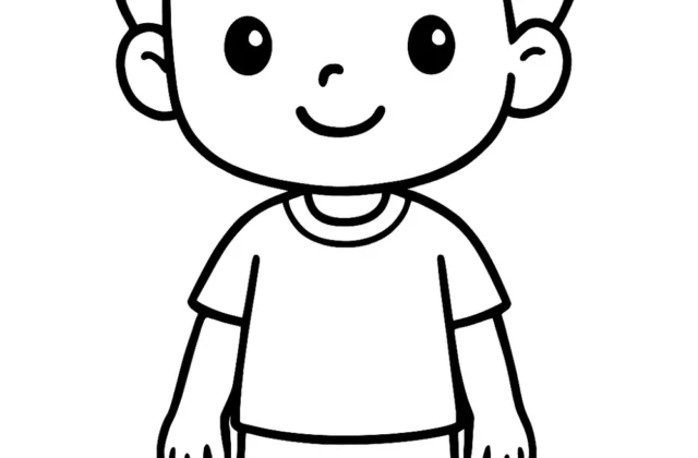 Boy standing — free printable body coloring pages